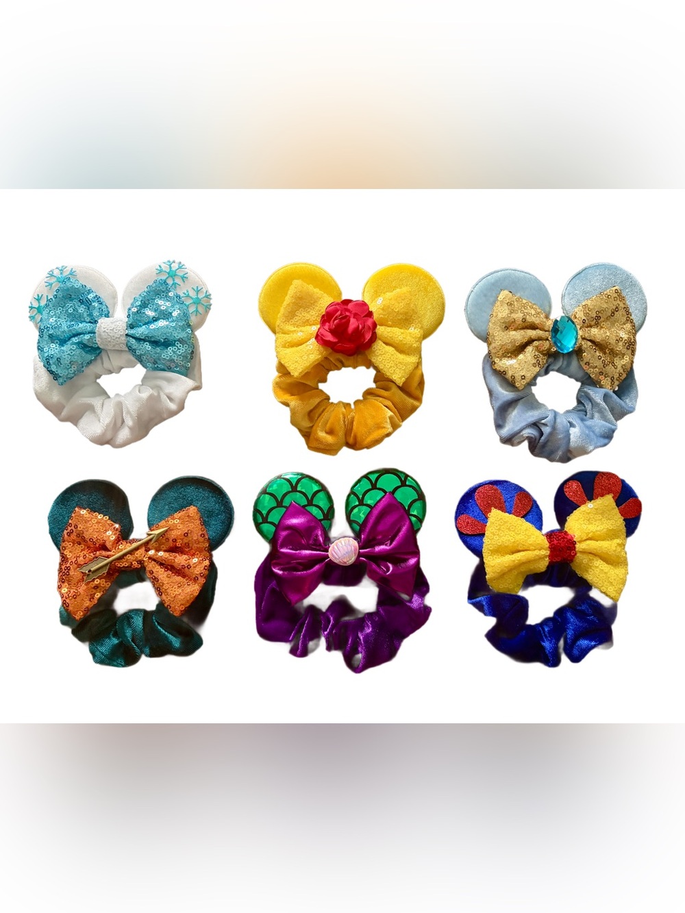 Handmade Disney Princess Inspired Mouse Ear Scrunchie Set